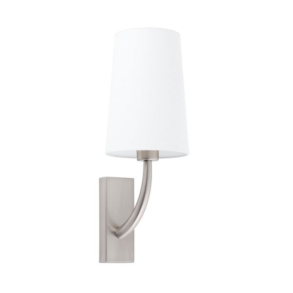 REM MATT NICKEL WALL LAMP WHITE LAMPSHADE image 1