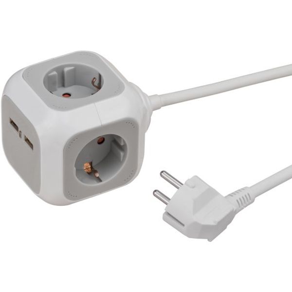 ALEA-Power USB-Charger Socket cube 4-way, 1.4m H05VV-F 3G1.5 image 1