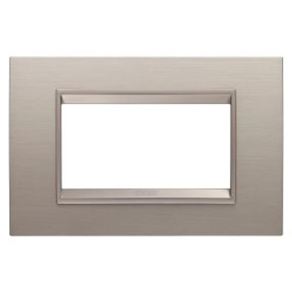 LUX PLATE - IN METAL - 4 MODULES - BRUSHED ALUMINIUM - INNER FRAME MATT LIGHT BRONZE - CHORUSMART image 1