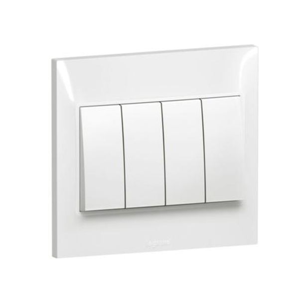 Switch 4 Gang 2 Way 16A 7X7 White , Legrand-Belanko S image 1