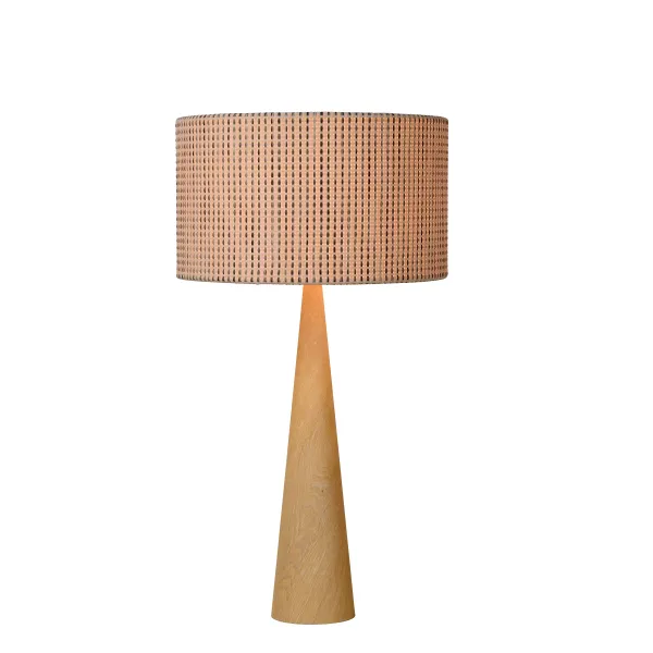 CONOS Table Lamp E27 H65 D35cm Wood/Shade Brown image 1