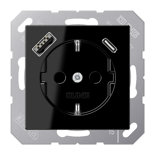 SCHUKO socket with USB type AC A1520-15CASW image 1