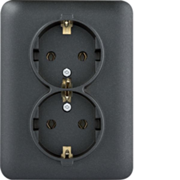 Double Schuko socket - black image 1