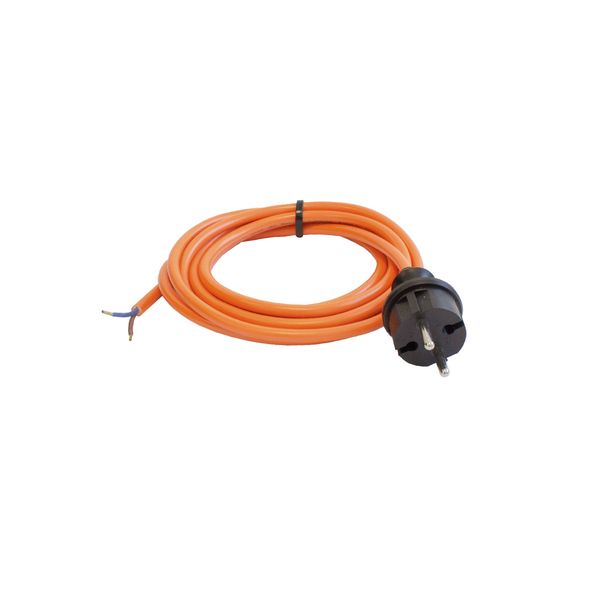 "Polyurethane cable construction site cord”10m H07BQ-F 3G1,5, orange1st side: 2P+E plug IP442nd side: 30mm stripped sheath with crimped metal sleeves on conductor endsring boundedin shrink foil with label image 1