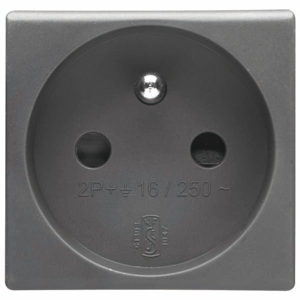 FRENCH STANDARD SOCKET-OUTLET 250V ac - 2P+E 16A - 2 MODULES - SYSTEM BLACK image 2