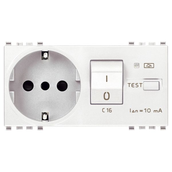 2P+E 16A P30 outlet+C16 RCBO white image 1