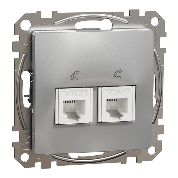 Double Telephone socket, Sedna Design & Elements, RJ11, Aluminium image 4