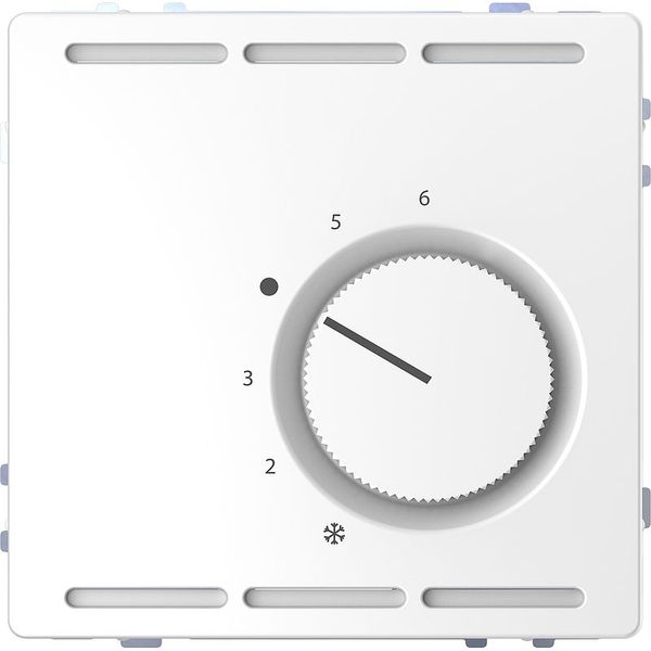 Room temperature controller 230V with changeover contact and central plate, lotus white, system design image 1