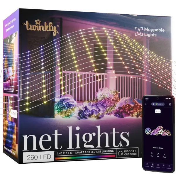 Twinkly Net - 240 LED RGB pearl shaped, 1.45x 2.4 m, Clear Wire, Plug Type F image 1