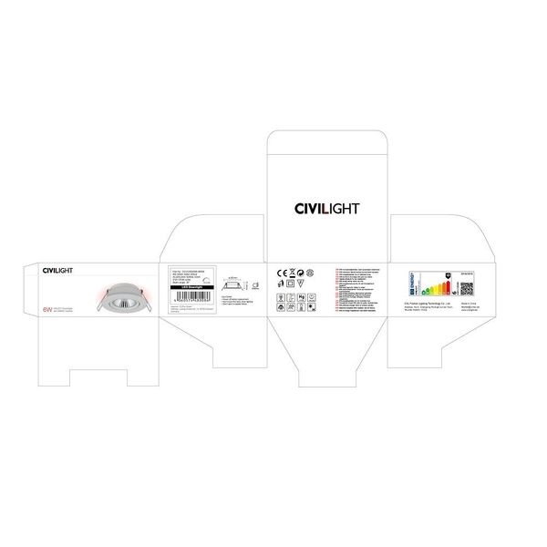 Downlight slim 200-240V  6W 3000K 400Lm 36Deg Dim white image 2