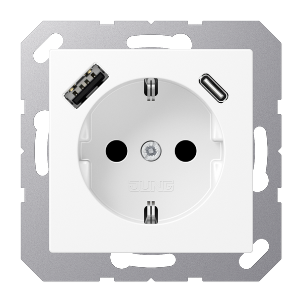 SCHUKO socket with USB type AC A1520-15CAWWM image 1