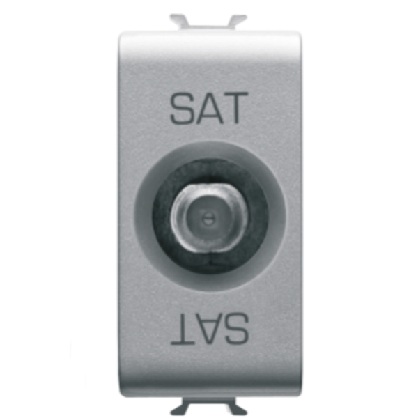 COAXIAL TV/SAT SOCKET-OUTLET, CLASS A SHIELDING - FEMALE F CONNECTOR - DIRECT WITH CURRENT PASSING - 1 MODULE - TITANIUM - CHORUSMART image 1