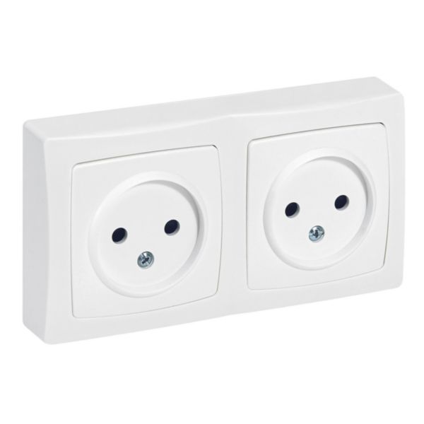 Double ungrounded power socket Surface-mounted switchgear - White image 1