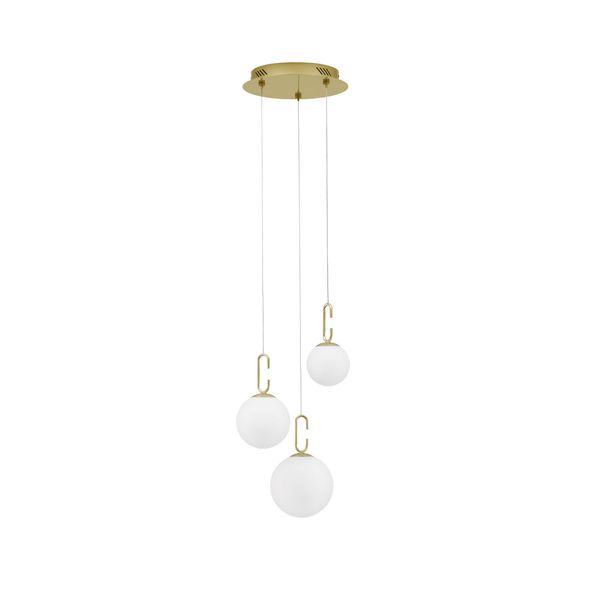 Satin Gold Metal   & Opal White Glass   LED 25.8 Watt 230 Volt   2521Lm 3000K IP20  D: 39 H: 180 cm  Adjustable Height image 1