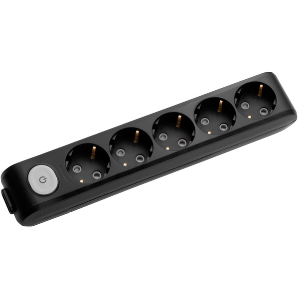 X-tendia Black Five Gang Socket Switch Earth CP image 1