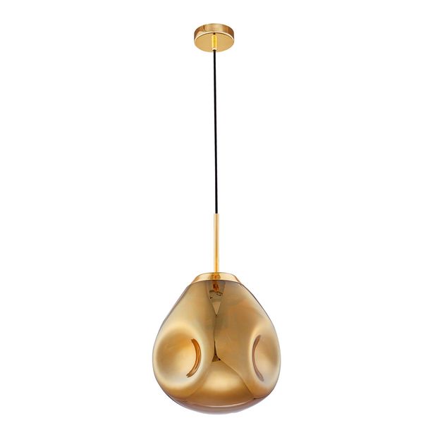 Gold Metal  Handmade Gold Glass  LED E27 1x12 Watt 230 Volt  IP20 Bulb Excluded  D: 25 H1: 38.5 H2: 120 cm Adjustable height image 1