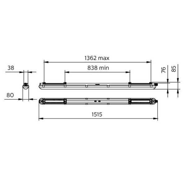 CoreLine Waterproof, 75 W, L1500 mm, 12000 lm, 4000 K, Symmetrical, Clear, IP65 image 3