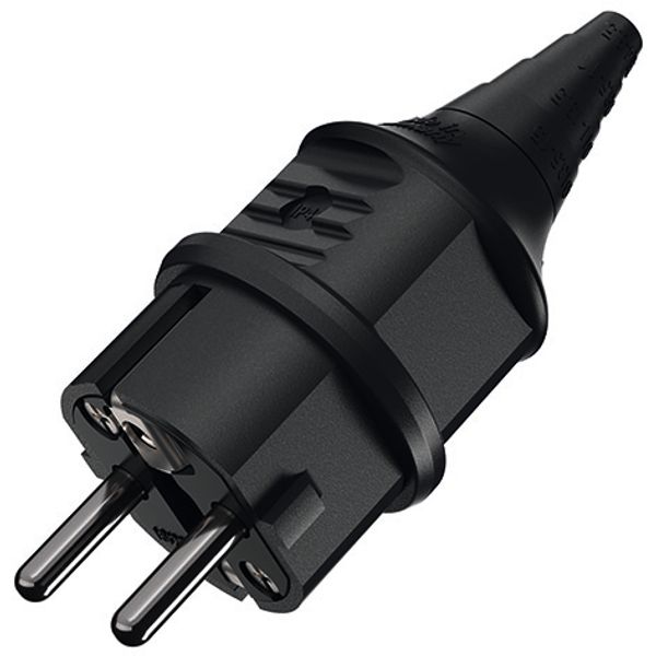 Plug with combined PE-cond. acc. to german and french standard, 16A 2p+E, 230V, IP44, black image 1