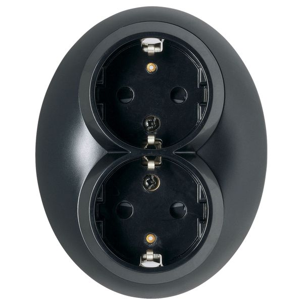 Renova - double socket outlet - 2P + E - 16 A - 250 V AC - black image 2