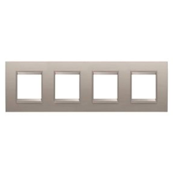 LUX INTERNATIONAL PLATE - IN METAL - 2+2+2+2 MODULES HORIZONTAL - BRUSHED ALUMINIUM - INNER FRAME MATT LIGHT BRONZE - CHORUSMART image 1