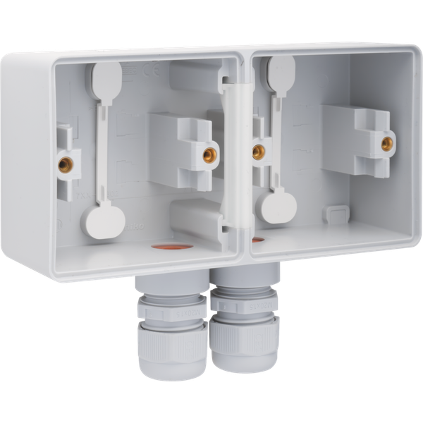 Splashproof double horizontal surface-mounting box with one double M20 image 2