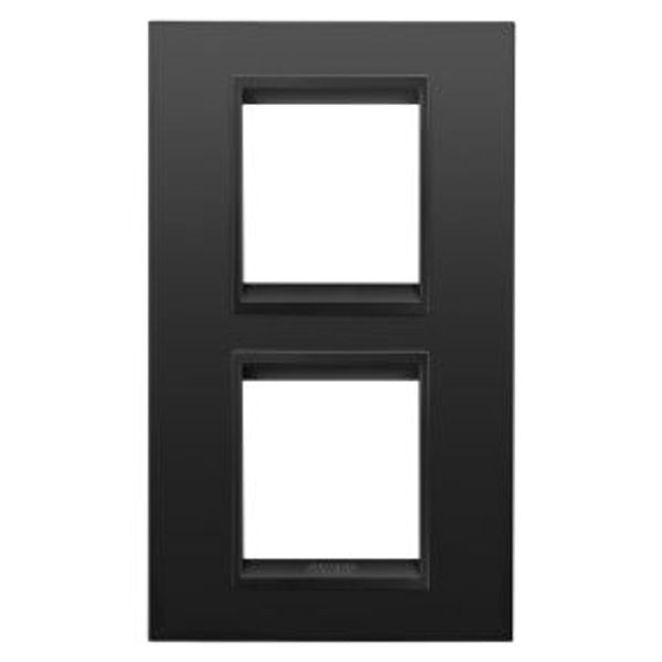 LUX INTERNATIONAL PLATE - IN METAL - 2+2 MODULES VERTICAL - MONOCHROME SATIN BLACK - CHORUSMART image 1