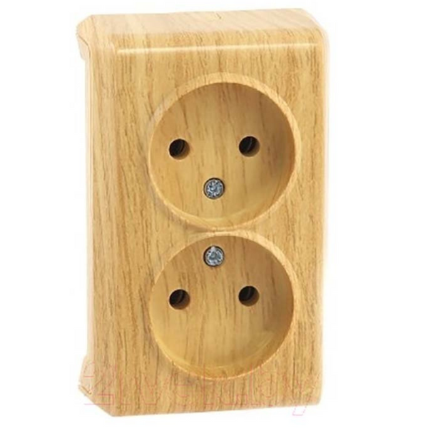 Vera Oak Two Gang Socket image 1