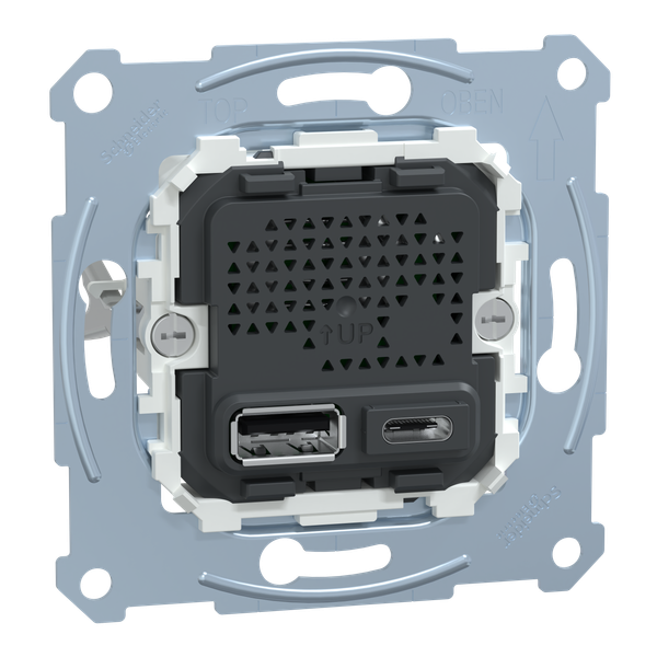 USB charger, Merten system M, Double insert, 2.4 A 45W, type A+C image 5