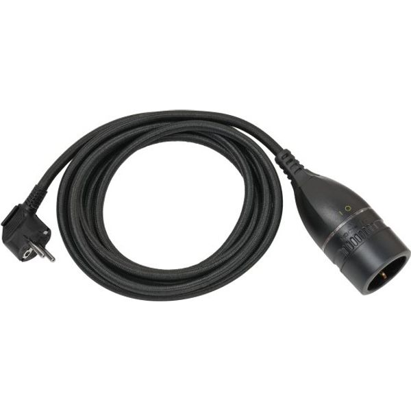 Quality Plastic Extension Cable with rotary switch and textile cladding 5m H05VV-F 3G1.5 black image 1