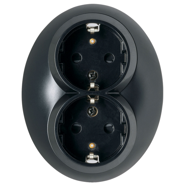 Renova - double socket outlet - 2P + E - 16 A - 250 V AC - black image 4