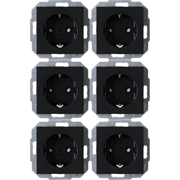 ATHENIS - Professional pack: 6x protective contact sockets, increased contact protection, color: matt black image 1