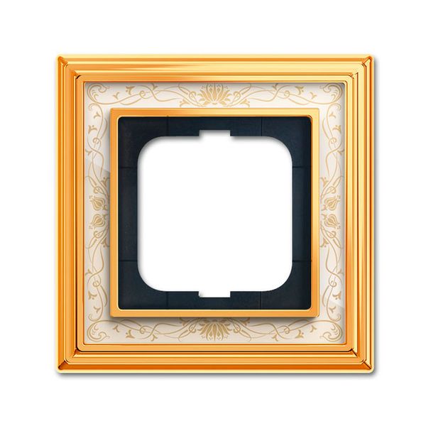 1721-836 Cover Frame Busch-dynasty® polished brass decor ivory white image 1