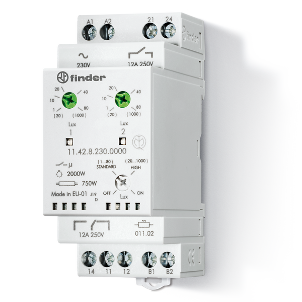 Light dependent Rel. 35mm.1CO+1NO 12A/230VAC (11.42.8.230.0000) image 2