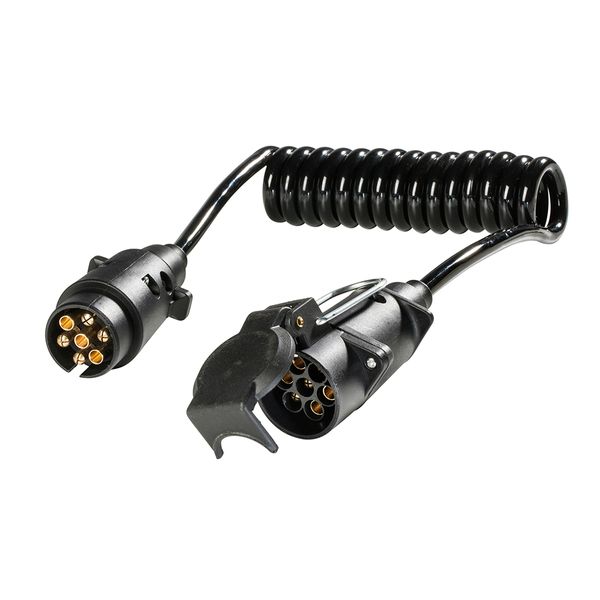 Black PU spiral coil 7 pole to 7pole plug (JH003, JH006-A)  length 2m 7x1,0 image 1