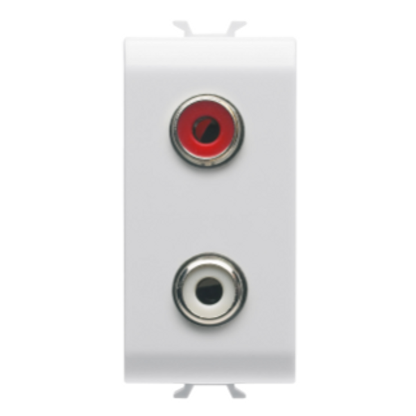 AUDIO AND VIDEO SOCKET -  DOUBLE RCA - 1 MODULE - GLOSSY WHITE - CHORUSMART image 1