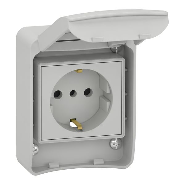 PratiKa socket - grey - 2P + E - 10/16 A - 250 V - German - IP65 - surface image 3