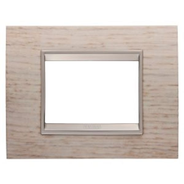 LUX PLATE - IN WOOD - 3 MODULES - LIGHT OAK - INNER FRAME MATT LIGHT BRONZE - CHORUSMART image 1