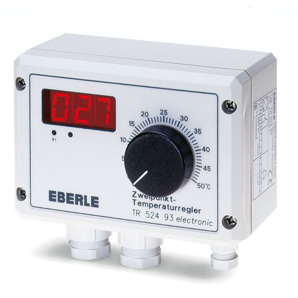 Wet room temperature controller with digital actual value display, AP mounting, 0...50C, AC 230V 50 Hz, 1 changeover contact, 10 A, IP 54 image 1