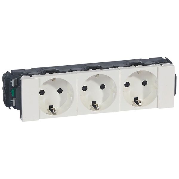 Multiple socket Mosaic - 3 x 2P+E - for snap on trunking - white image 2