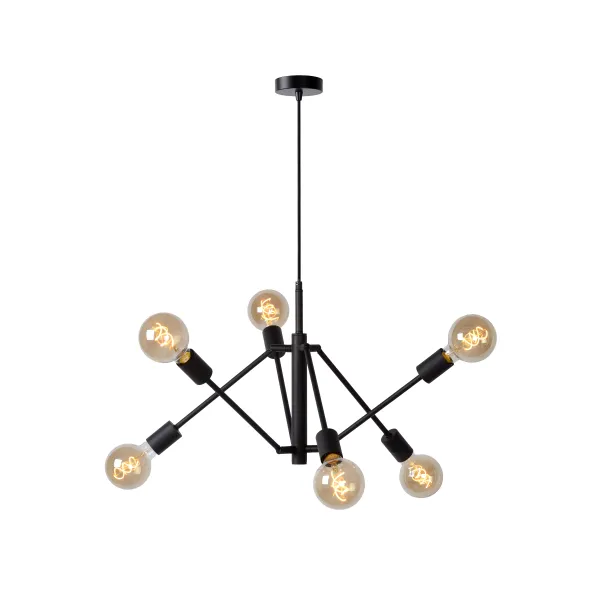 Lucide LESTER - Pendant light - 6xE27 - Black image 1