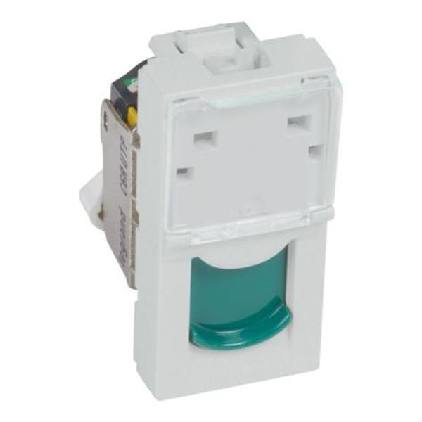 RJ45 socket category 6A UTP 1 module soft alu with green shutter image 1