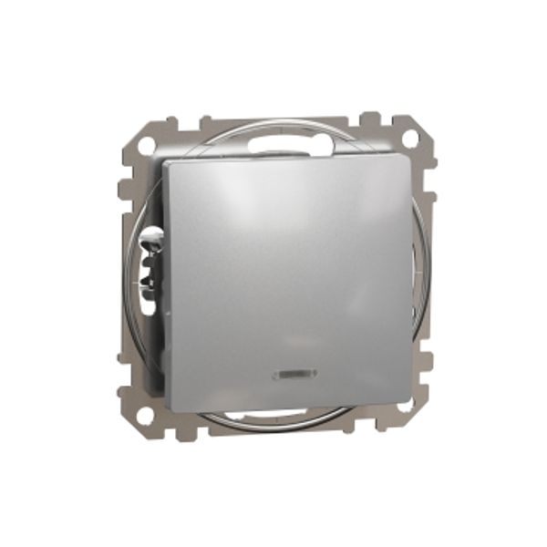 Sedna Design & Elements, 1-way Push-Button 10A Blue Loc LED, professional, aluminium image 3