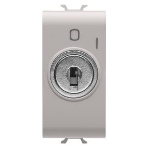 PUSH-BUTTON 2P 250V ac - NO 10A - WITH KEY - 1 MODULE - NATURAL SATIN BEIGE - CHORUSMART image 1