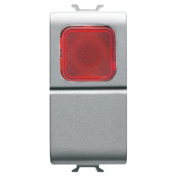 PUSH-BUTTON 1P 250V ac - NO 16A -  RED DIFFUSER - 1 MODULE - TITANIUM - CHORUSMART image 2