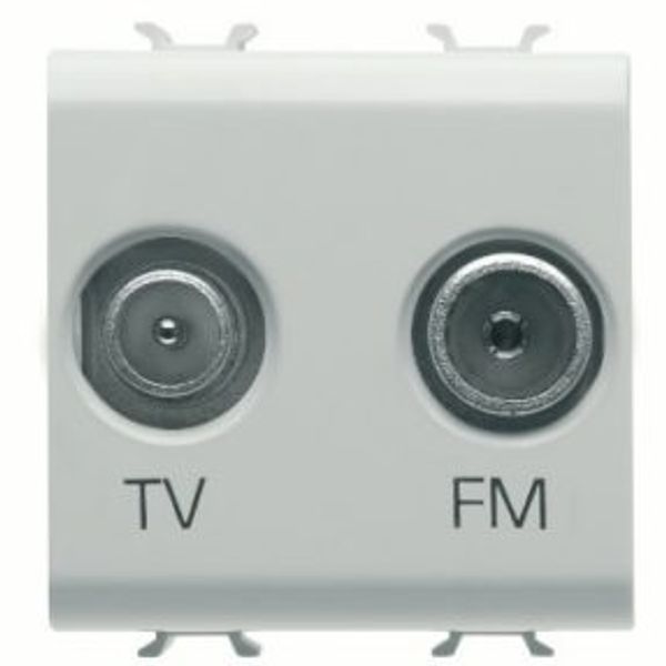 SOCKET-OUTLET TV-FM - DIRECT - 2 MODULES - SATIN WHITE - CHORUSMART image 1