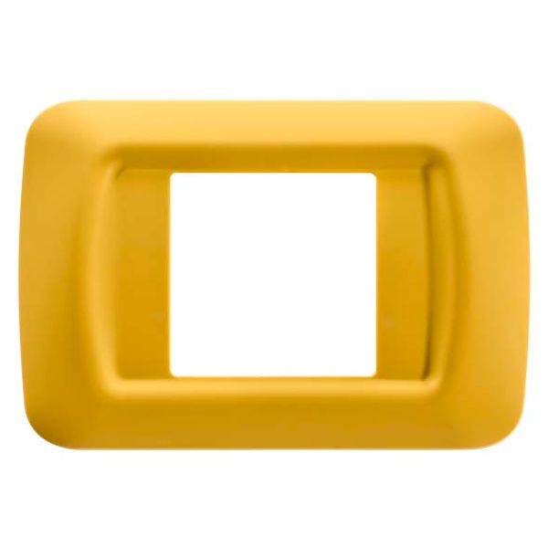 TOP SYSTEM PLATE - IN TECHNOPOLYMER GLOSS FINISHING - 2 GANG - CORN YELLOW - SYSTEM image 1