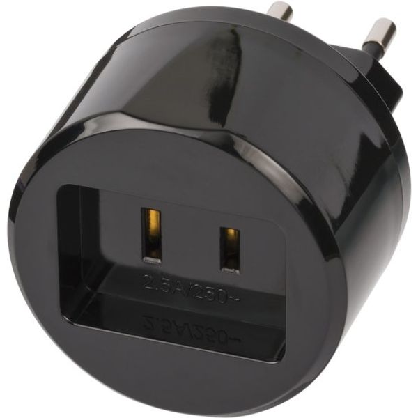 Travel Adapter USA => Euro with 2,5A fuse image 1