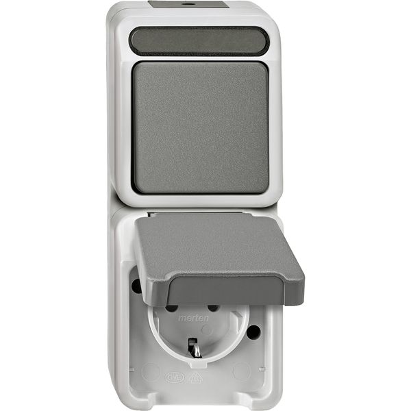 Combination SCHUKO socket/toggle switch, light gray, AQUASTAR image 1