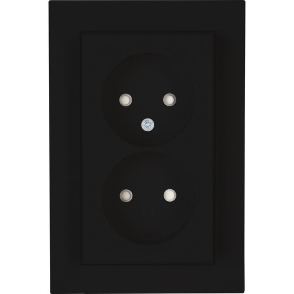 HK07 - Socket without earth, 2-way, increased contact protection, color: matt black image 1