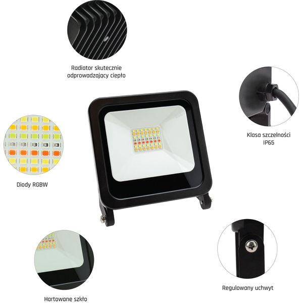 NOCTIS FLOODLIGHT 24W RGBW+CCT+DIMM Wi-Fi/BT 230V IP65 83x104x23mm BLACK Spectrum SMART image 28